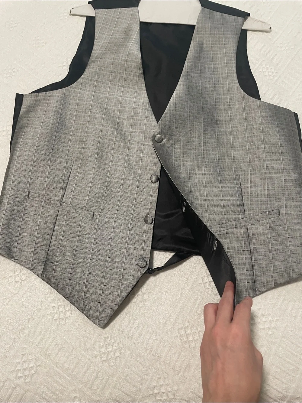 Calvin Klein Grey Plaid Mens Waistcoat Vest